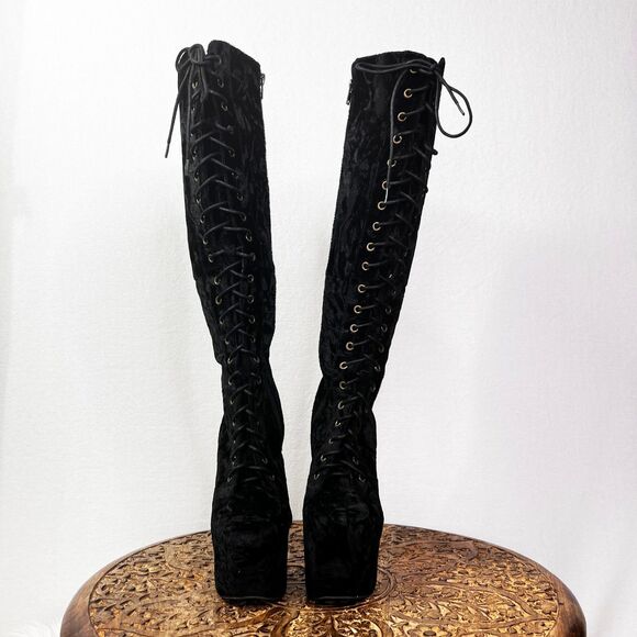 Jeffrey Campbell | Walk Tall | Knee High | Black Velvet | Size 8M - Picture 6 of 13